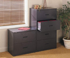 Hon - 42" Wide x 53-1/4" High x 19-1/4" Deep, 4 Drawer Lateral File with Lock - Steel, Light Gray - Exact Tool & Supply