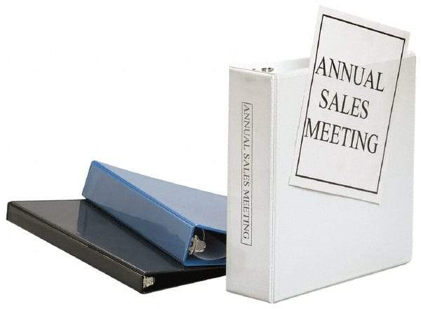 UNIVERSAL - 3" Sheet Capacity, 8-1/2 x 11", Deluxe Round Ring View Binder - Suede Grain Vinyl, White - Exact Tool & Supply