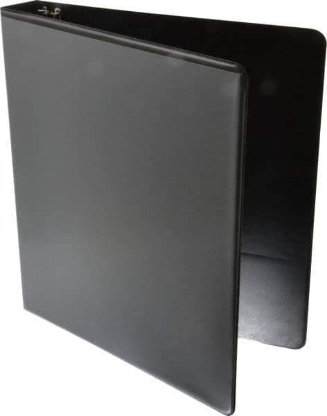 UNIVERSAL - 1" Sheet Capacity, 8-1/2 x 11", Deluxe Round Ring View Binder - Suede Grain Vinyl, Black - Exact Tool & Supply