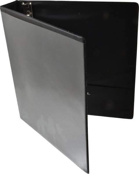 UNIVERSAL - 1-1/2" Sheet Capacity, 8-1/2 x 11", Deluxe Round Ring View Binder - Suede Grain Vinyl, Black - Exact Tool & Supply
