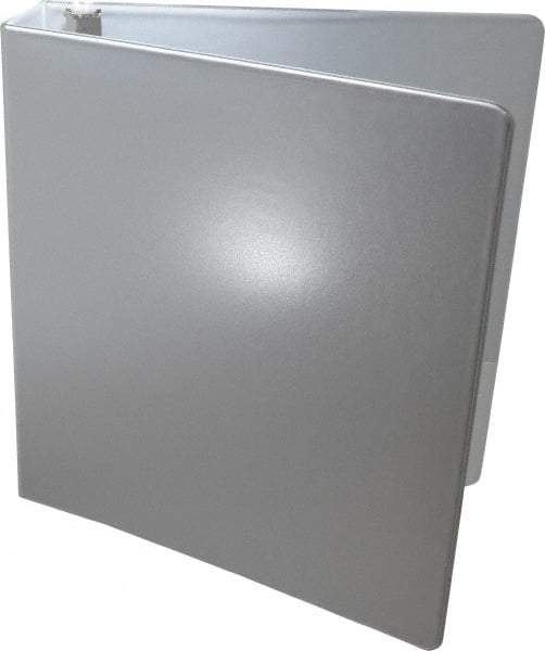 UNIVERSAL - 1-1/2" Sheet Capacity, 8-1/2 x 11", Deluxe Round Ring View Binder - Suede Grain Vinyl, White - Exact Tool & Supply
