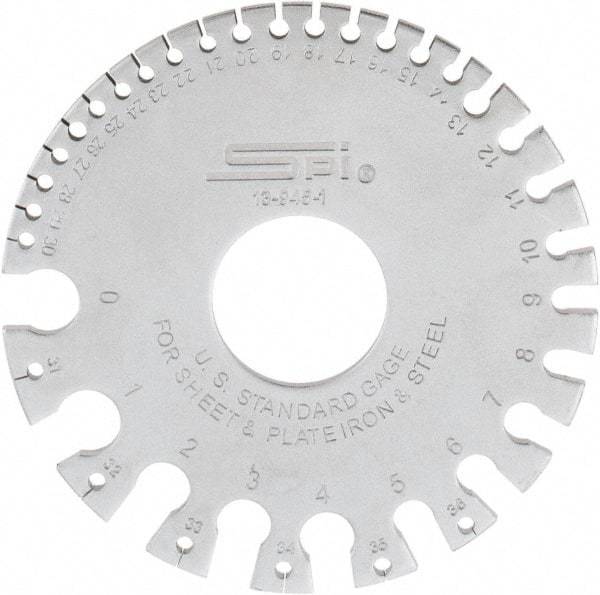 SPI - #36 Steel Wire and Sheet Metal Gage - Use with Uncoated Sheet and Plate Iron and Steel - Exact Tool & Supply