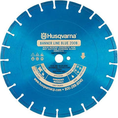 Husqvarna - 20" Diam, 1" Arbor Hole Diam, Continuous Edge Tooth Wet & Dry Cut Saw Blade - Diamond-Tipped, General Purpose Action, Standard Round Arbor - Exact Tool & Supply