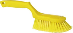 Vikan - 2" Bristle Length, Polyester Wash Brush - 5-13/16" Long x 5" Wide Head, 13-1/2" OAL, Yellow, Polypropylene Block - Exact Tool & Supply