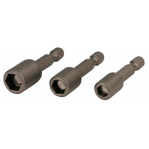 Nut Setter Magnetic 3 Piece Set 7.0, 8.0 & 10mm × 55mm OAL on 1/4″ Hex Drive - Exact Tool & Supply