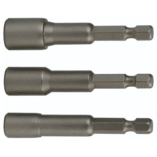 Nut Setter Magnetic 3 Piece Set 1/4, 5/16 & 3/8 × 4″ OAL on 1/4″ Hex Drive - Exact Tool & Supply