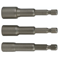 Nut Setter Magnetic 3 Piece Set 1/4, 5/16 & 3/8 × 4″ OAL on 1/4″ Hex Drive - Exact Tool & Supply