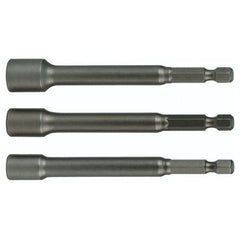Nut Setter Magnetic 3 Piece Set 1/4, 5/16 & 3/8 × 6″ OAL on 1/4″ Hex Drive - Exact Tool & Supply