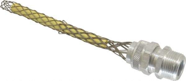 Woodhead Electrical - 9.53 to 12.7mm Capacity, Liquidtight, Straight Strain Relief Cord Grip - 3/4 NPT Thread, 6-1/4" Long, Aluminum - Exact Tool & Supply