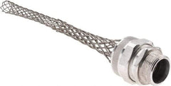 Woodhead Electrical - 31.75 to 34.93mm Capacity, Liquidtight, Straight Strain Relief Cord Grip - 1-1/4 NPT Thread, 12" Long, Aluminum - Exact Tool & Supply