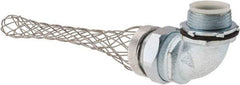 Woodhead Electrical - Liquidtight, Elbow Strain Relief Cord Grip - 1 NPT Thread, 5-1/4" Long, Iron & Zinc-plated Steel - Exact Tool & Supply