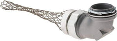 Woodhead Electrical - Liquidtight, Elbow Strain Relief Cord Grip - 2 NPT Thread, 7-1/2" Long, Iron & Zinc-plated Steel - Exact Tool & Supply