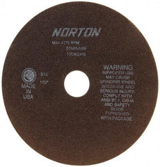 Norton - 8" 60 Grit Aluminum Oxide Cutoff Wheel - 1/32" Thick, 1-1/4" Arbor, 4,775 Max RPM, Use with Stationary Tools - Exact Tool & Supply