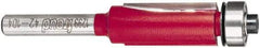Freud - 1/2" Cut Diam, 1" Length of Cut, 7 Flute Flush Trim Edge Profile Router Bit - Carbide-Tipped, 1/4" Shank Diam, 2-13/16" OAL, Proprietary Coating - Exact Tool & Supply
