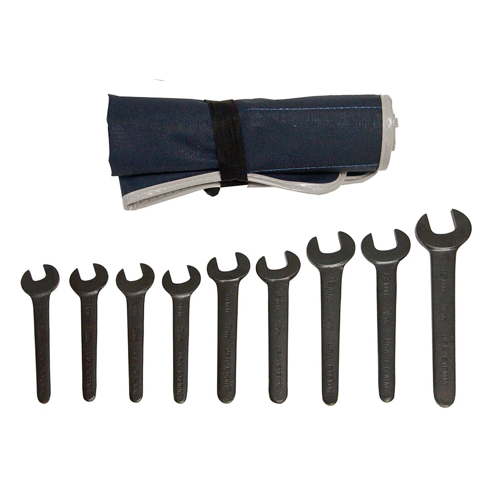 Martin Tools - 9 Pc, 10mm-19mm, 6-Point Metric Check Nut Wrench Set - Exact Tool & Supply