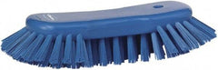 Vikan - 1.3" Bristle Length, Polyester Utility Scrub Brush - 7-3/4" Long x 3" Wide Head, 8" OAL, Blue, Polypropylene Block - Exact Tool & Supply