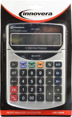 innovera - 12-Digit Portable Calculator - 18mm Display Size, White, Solar & Battery Powered, 7" Long x 4-3/4" Wide - Exact Tool & Supply