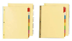 UNIVERSAL - 8-1/2 x 11" 8 Tabs, Double Side Gold Mylar Reinforced, Insertable Extended Tab Indexes - Multicolor Tabs, Buff Folder - Exact Tool & Supply