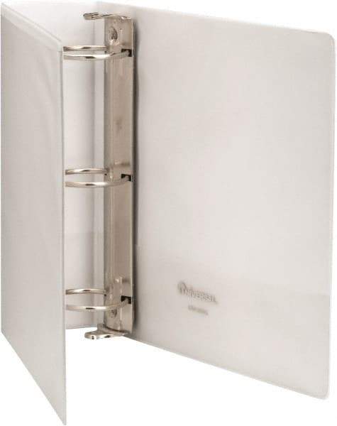 UNIVERSAL - 3" Sheet Capacity, 8-1/2 x 11", Round Ring Economy View Binder - Clear Matte Finish Overlay, White - Exact Tool & Supply