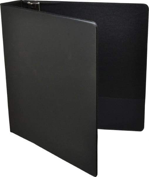 UNIVERSAL - 2" Sheet Capacity, 8-1/2 x 11", Round Ring Binder Without Label Holder - Suede Finish Vinyl Cover, Black - Exact Tool & Supply