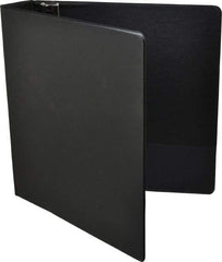 UNIVERSAL - 2" Sheet Capacity, 8-1/2 x 11", Round Ring Binder Without Label Holder - Suede Finish Vinyl Cover, Black - Exact Tool & Supply