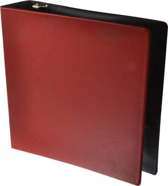 UNIVERSAL - 2" Sheet Capacity, 8-1/2 x 11", Round Ring Binder Without Label Holder - Suede Finish Vinyl Cover, Red - Exact Tool & Supply