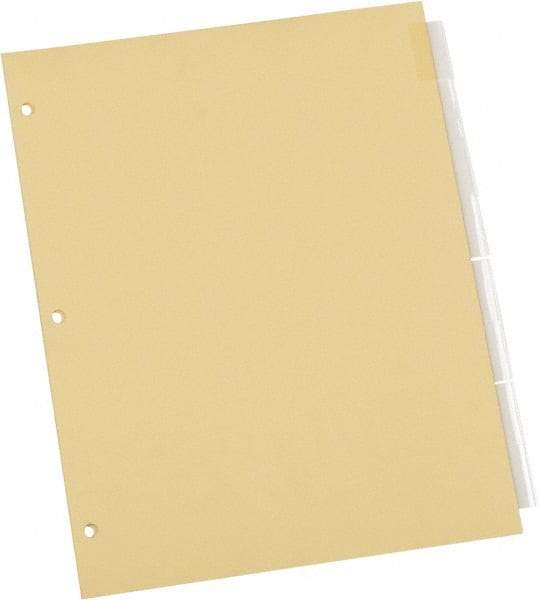 UNIVERSAL - 8-1/2 x 11" 8 Tabs, Single Sided Clear Mylar Reinforced Binding Edge, Insertable Tab Economy Indexes - Clear Tabs, Buff Folder - Exact Tool & Supply