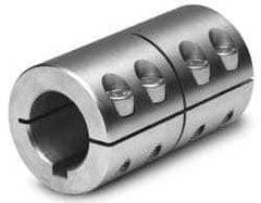 Climax Metal Products - 1-1/8" Inside x 1-7/8" Outside Diam, One Piece Split Clamping Collar with Keyway - 3-1/8" Long x 1/4" Keyway Width x 1/8" Keyway Depth - Exact Tool & Supply