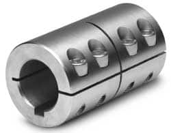 Climax Metal Products - 2" Inside x 3-3/8" Outside Diam, One Piece Split Clamping Collar with Keyway - Exact Tool & Supply