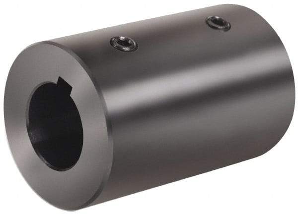 Climax Metal Products - 30mm Inside x 57mm Outside Diam, Metric Set Screw Rigid Coupling with Keyway - 101mm Long x 8mm Keyway Width x 4mm Keyway Depth - Exact Tool & Supply