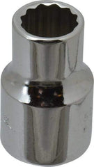 Proto - 3/8" Drive, Standard Hand Socket - 12 Points, 1-3/32" OAL, Chrome Finish - Exact Tool & Supply