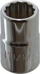Proto - 3/8" Drive, Standard Hand Socket - 12 Points, 1-3/32" OAL, Chrome Finish - Exact Tool & Supply