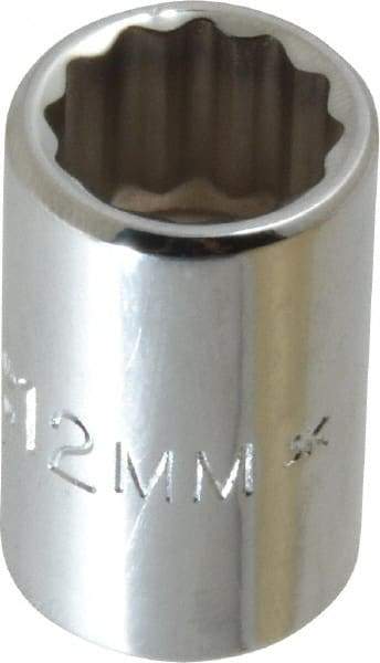 Proto - 3/8" Drive, Standard Hand Socket - 12 Points, 1-1/8" OAL, Chrome Finish - Exact Tool & Supply