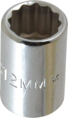 Proto - 3/8" Drive, Standard Hand Socket - 12 Points, 1-1/8" OAL, Chrome Finish - Exact Tool & Supply
