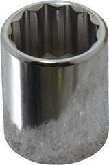 Proto - 3/8" Drive, Standard Hand Socket - 12 Points, 1-1/8" OAL, Chrome Finish - Exact Tool & Supply