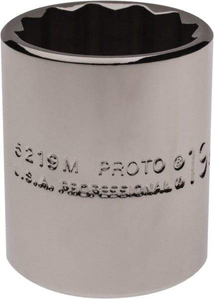 Proto - 3/8" Drive, Standard Hand Socket - 12 Points, 1-3/16" OAL, Chrome Finish - Exact Tool & Supply