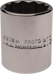 Proto - 3/8" Drive, Standard Hand Socket - 12 Points, 1-3/16" OAL, Chrome Finish - Exact Tool & Supply