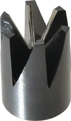 Made in USA - 60° Included Angle, 3/8-24" Hole Thread, Chamfer Edge, High Speed Steel, Outer Tube Edge Finishing Cutter - 7/8" Cutter Head Outside Diam, 1/2" Max Workpiece, 1-1/4" Long, 1/8" Threaded Hole Diam - Exact Tool & Supply