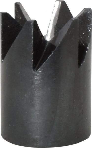 Made in USA - 90° Included Angle, 3/8-24" Hole Thread, Chamfer Edge, High Speed Steel, Outer Tube Edge Finishing Cutter - 7/8" Cutter Head Outside Diam, 1/2" Max Workpiece, 1-1/4" Long, 1/8" Threaded Hole Diam - Exact Tool & Supply