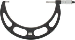 Starrett - 7" to 8" Mechanical Satin Chrome Coated Blade Micrometer - 0.001" Graduation, 0.76mm Blade Thickness, Speeder Thimble - Exact Tool & Supply