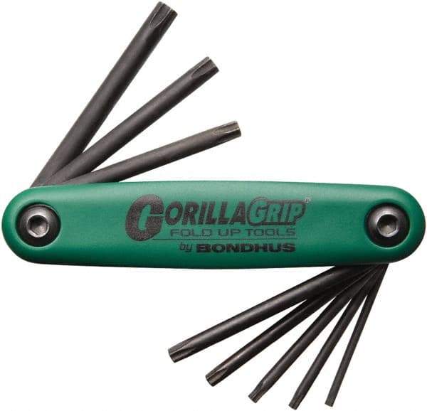 Bondhus - 8 Piece TR9 to T40 Fold-Up Torx Key Set - T9, T10, T15, T20, T25, T27, T30, T40 Torx Size - Exact Tool & Supply