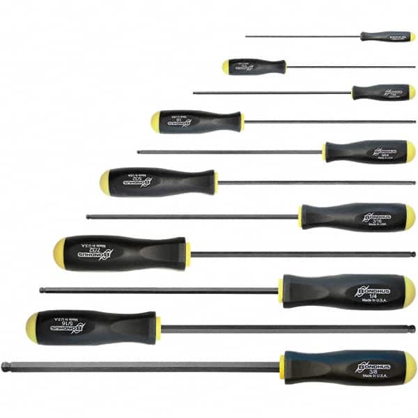 Bondhus - Hex Driver Sets Tool Type: Ball End Size Range (Inch): 5/64 - 3/8 - Exact Tool & Supply