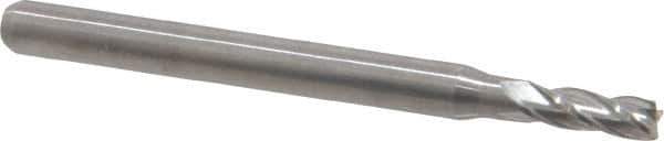Kyocera - 0.095", 0.285" LOC, 1/8" Shank Diam, 1-1/2" OAL, 4 Flute, Solid Carbide Square End Mill - Single End, Uncoated, Spiral Flute, 30° Helix, Centercutting, Right Hand Cut, Right Hand Flute, Series 1810 - Exact Tool & Supply