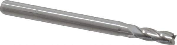 Kyocera - 7/64", 21/64" LOC, 1/8" Shank Diam, 1-1/2" OAL, 4 Flute, Solid Carbide Square End Mill - Single End, Uncoated, Spiral Flute, Centercutting, Right Hand Cut, Right Hand Flute, Series 1810 - Exact Tool & Supply
