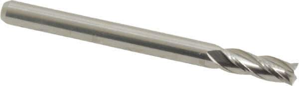 Kyocera - 1/8", 3/8" LOC, 1/8" Shank Diam, 1-1/2" OAL, 4 Flute, Solid Carbide Square End Mill - Single End, Uncoated, Spiral Flute, Centercutting, Right Hand Cut, Right Hand Flute, Series 1810 - Exact Tool & Supply