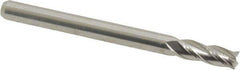 Kyocera - 1/8", 3/8" LOC, 1/8" Shank Diam, 1-1/2" OAL, 4 Flute, Solid Carbide Square End Mill - Single End, Uncoated, Spiral Flute, Centercutting, Right Hand Cut, Right Hand Flute, Series 1810 - Exact Tool & Supply