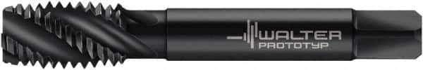Walter-Titex - 3/8-24 UNF, 3 Flute, 40° Helix, Modified Bottoming Chamfer, Oxide Finish, Cobalt Spiral Flute STI Tap - Right Hand Flute, 3.1575" OAL, 0.3159" Shank Diam, 0.8661" Thread Length, 3B Class of Fit, Series A235539 - Exact Tool & Supply