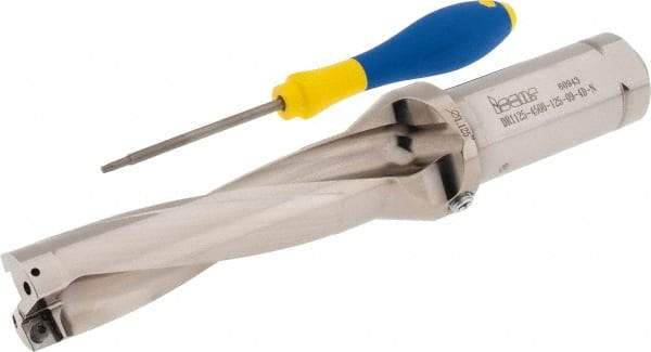 Iscar - 4-1/2" Max Drill Depth, 4xD, 1-1/8" Diam, Indexable Insert Drill - 2 Inserts, 1-1/4" Shank Diam, Straight Shank - Exact Tool & Supply