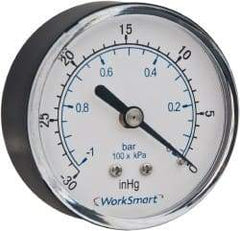 Value Collection - 2-1/2" Dial, 1/4 Thread, 0-15 Scale Range, Pressure Gauge - Center Back Connection Mount, Accurate to 3-2-3% of Scale - Exact Tool & Supply