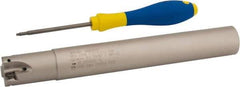 Iscar - 1" Cut Diam, 0.315" Max Depth of Cut, 1" Shank Diam, 7.87" OAL, Indexable Square Shoulder Helical End Mill - H490 AN.X 09 Inserts, Cylindrical Shank, 90° Lead Angle, Through Coolant, Series Helido - Exact Tool & Supply